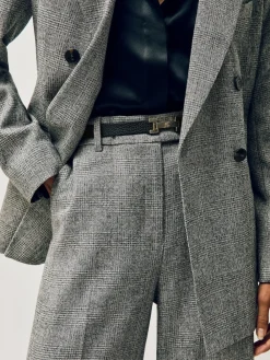 Reiss Hayley Leather Square Hinge Belt Black Outlet