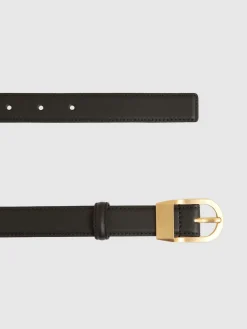 Reiss Hazel Leather Curved-Buckle Belt Black Best