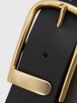 Reiss Iyla Leather Half-Keeper Belt Black Outlet