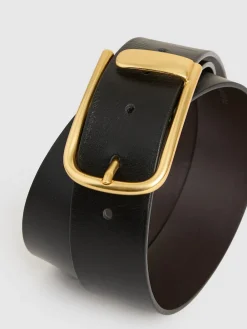 Reiss Iyla Leather Half-Keeper Belt Black Outlet