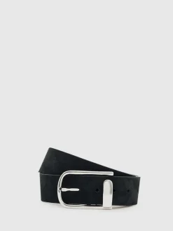 Reiss Black Iyla Suede Half Keeper Belt Discount