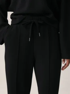 Reiss Jemma Premium Interlock Wide-Leg Joggers Black Discount