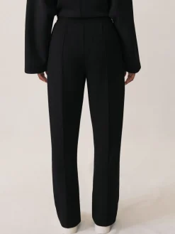 Reiss Jemma Premium Interlock Wide-Leg Joggers Black Discount