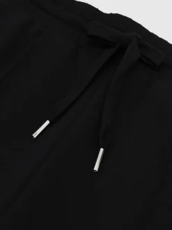 Reiss Jemma Premium Interlock Wide-Leg Joggers Black Discount