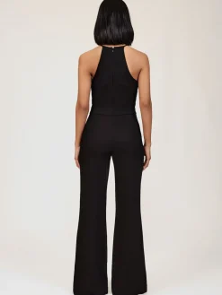 Reiss Black Kamila Chain-Detail Flared-Leg Jumpsuit New