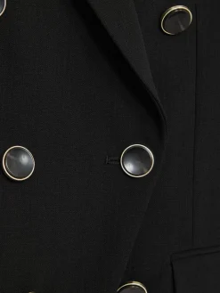 Reiss Lia Wool-Blend Double-Breasted Blazer Black Outlet