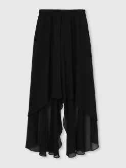 Reiss Black Lucie Sheer-Overlay High-Low Shorts Online