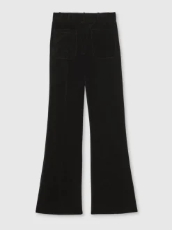 Reiss Black Myrtle Velvet Flared Trousers New