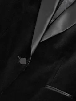 Reiss Black Myrtle Velvet Single Breasted Suit Blazer Outlet