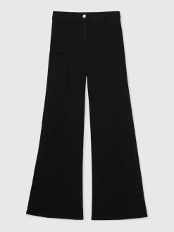 Reiss Black Sakura Petite Patch-Pocket Flared Jeans Hot