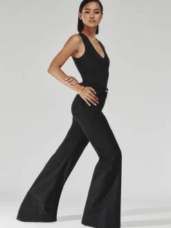 Reiss Black Sakura Petite Patch-Pocket Flared Jeans Hot