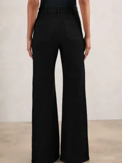 Reiss Black Sakura Petite Patch-Pocket Flared Jeans Hot