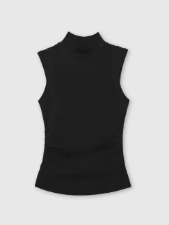 Reiss Black Simone Stretch-Cotton High-Neck Vest Hot