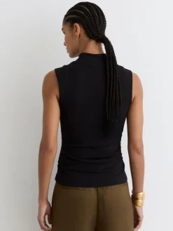 Reiss Black Simone Stretch-Cotton High-Neck Vest Hot