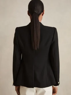 Reiss Tally Petite Tailored Fit Textured Double Breasted Blazer Black Online