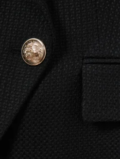 Reiss Tally Petite Tailored Fit Textured Double Breasted Blazer Black Online