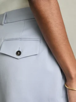 Reiss Blue Millie Single-Pleat Tailored Shorts Clearance