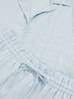 Reiss Molly Cotton Pointelle Shirt and Shorts Set Blue New