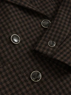 Reiss Brown Check Ayla Wool-Blend Double-Breasted Check Blazer Hot