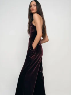 Reiss Burgundy Andria Velvet Drape Strapless Jumpsuit New