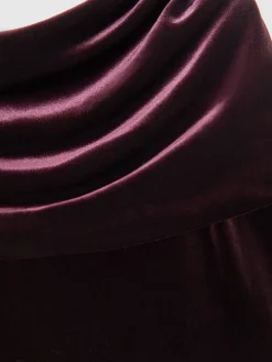 Reiss Burgundy Andria Velvet Drape Strapless Jumpsuit New