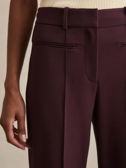 Reiss Claude High Rise Flared Trousers Burgundy
