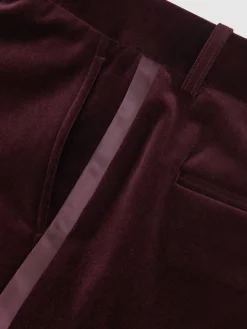 Reiss Elia Velvet Tuxedo-Stripe Flared Trousers Burgundy Sale