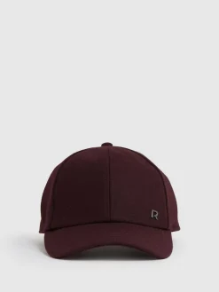 Reiss Fiona Wool-Blend Flannel Baseball Cap Burgundy Discount