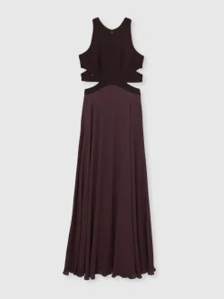 Reiss Burgundy Paloma Cut-Out Racerback Maxi Dress Best
