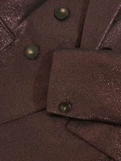 Reiss Sienna Double-Breasted Metallic Suit Blazer with Cotton Burgundy Discount