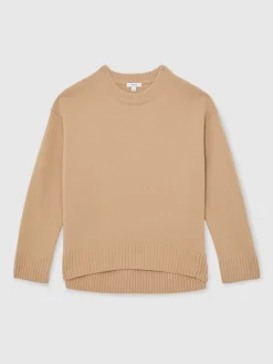 Reiss Camel Ella Wool-Cashmere Crew-Neck Jumper