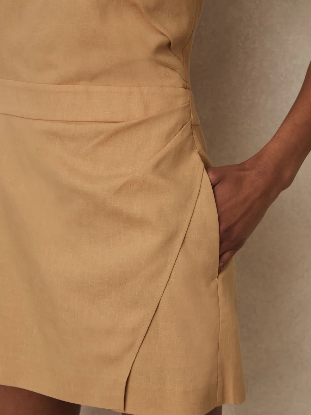 Reiss Camel Pia Lyocell Cotton Halter Skort Playsuit Clearance