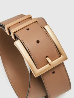 Reiss Brompton Leather Belt Camel/Taupe Sale