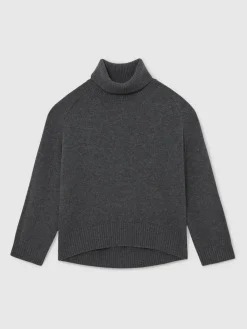 Reiss Charcoal Grey Brooklyn Wool-Cashmere Roll-Neck Jumper Outlet