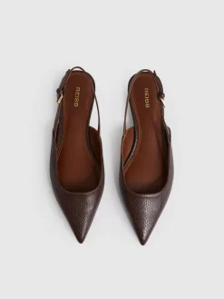 Reiss Chocolate Aubrey Leather Slingback Ballet Flats Online