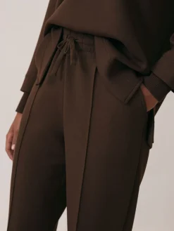 Reiss Chocolate Bernie Premium Interlock Wide-Leg Joggers Clearance