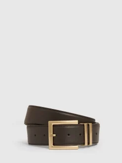 Reiss Brompton Leather Belt Chocolate New