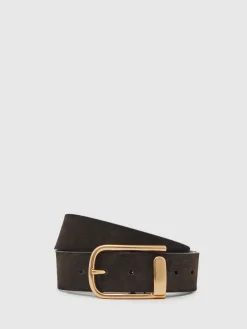 Reiss Iyla Suede Half Keeper Belt Chocolate Hot