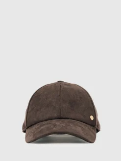 Reiss Chocolate Nicky Faux Suede Baseball-Style Cap Online