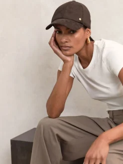 Reiss Chocolate Nicky Faux Suede Baseball-Style Cap Online