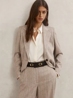 Reiss Chocolate Petula Suede Double-Buckle Corset Waist Belt Discount