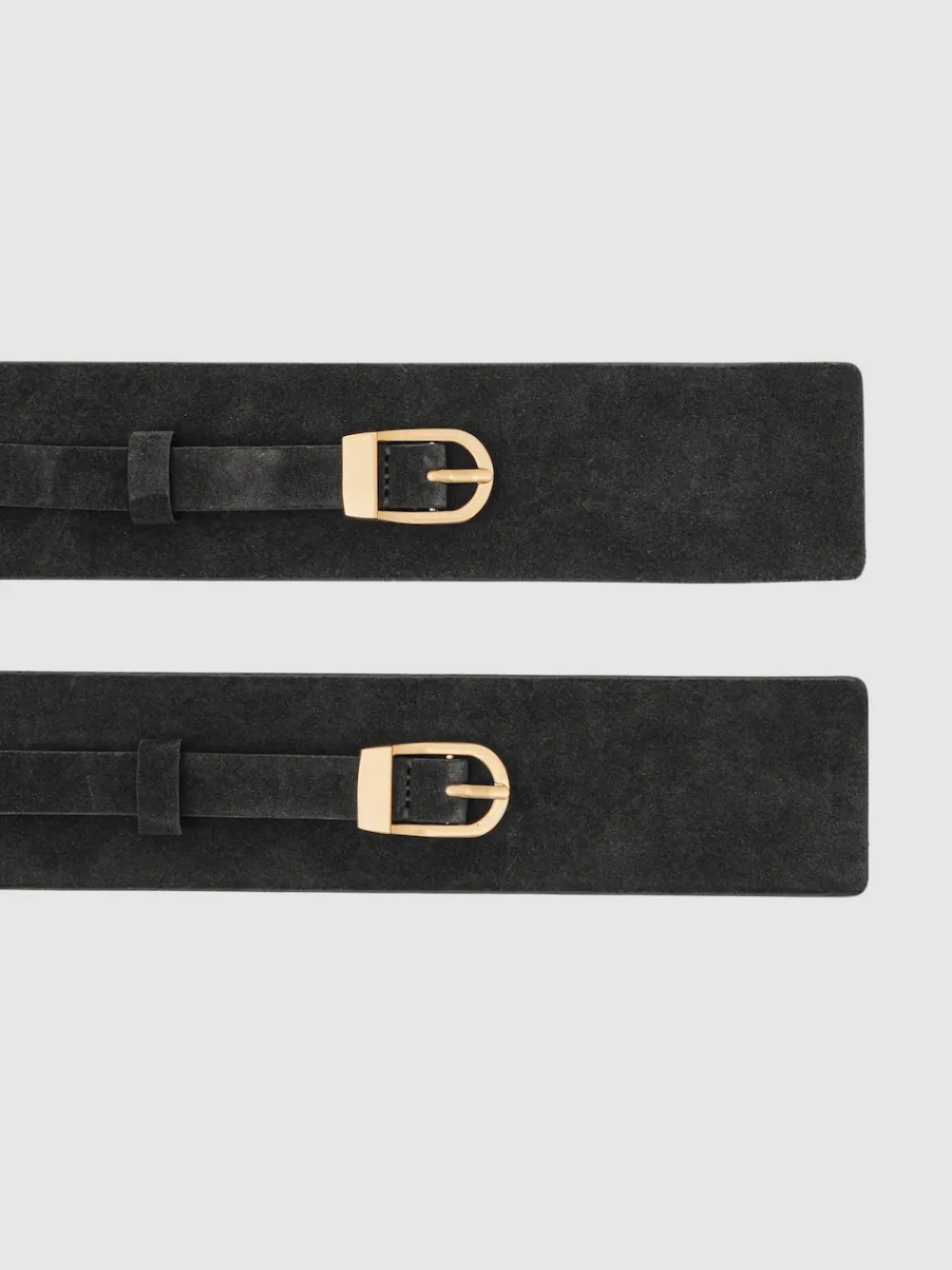 Reiss Chocolate Petula Suede Double-Buckle Corset Waist Belt Discount