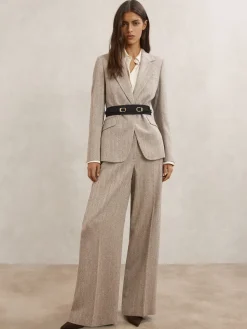 Reiss Chocolate Petula Suede Double-Buckle Corset Waist Belt Discount