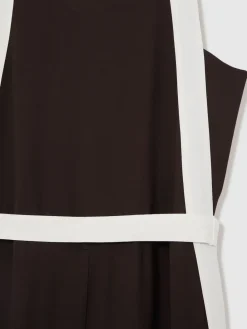 Reiss Salma Colourblock Wide Leg Belted Jumpsuit Chocolate/Cream