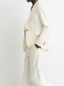 Reiss Cream Malin Petite Single-Breasted Tailored Blazer Outlet