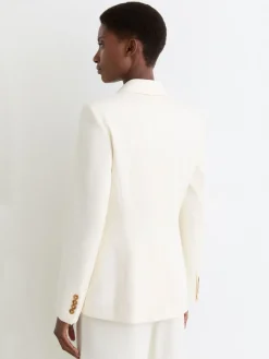 Reiss Cream Malin Petite Single-Breasted Tailored Blazer Outlet