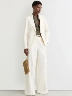Reiss Cream Malin Single-Breasted Tailored Blazer