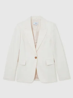 Reiss Cream Malin Single-Breasted Tailored Blazer