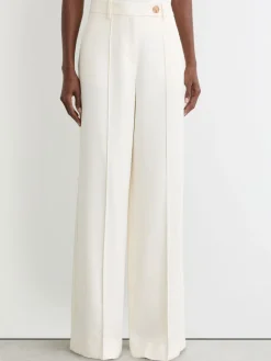 Reiss Cream Malin Wide-Leg Seam-Detail Trousers Outlet