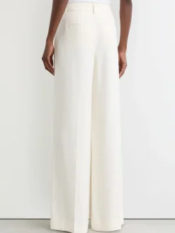 Reiss Cream Malin Wide-Leg Seam-Detail Trousers Outlet